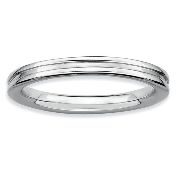 2.25mm Stackable Sterling Silver Grooved Band Online now