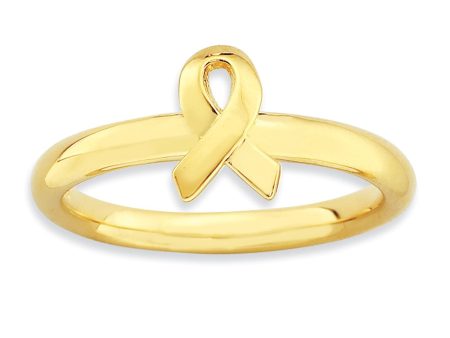 2.5mm Stackable 14K Yellow Gold Plated Silver Awareness Ribbon Ring For Discount