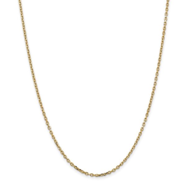 2.2mm, 14k Yellow Gold Diamond Cut Solid Cable Chain Necklace Fashion