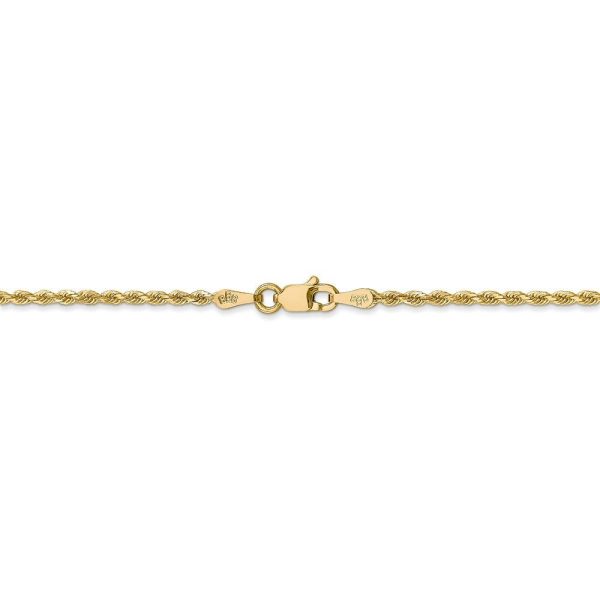 1.75mm, 14k Yellow Gold Solid Diamond Cut Rope Chain Necklace Hot on Sale