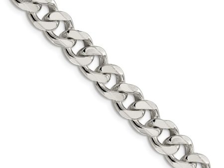 Men s 9mm, Sterling Silver Solid Flat Curb Chain Necklace Online