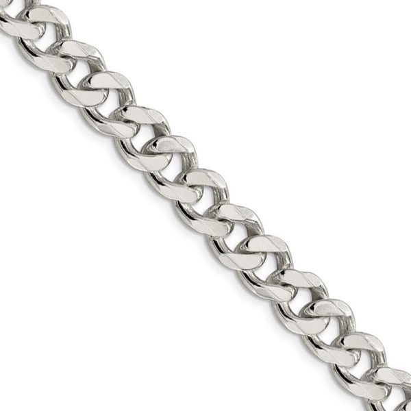 Men s 9mm, Sterling Silver Solid Flat Curb Chain Necklace Online