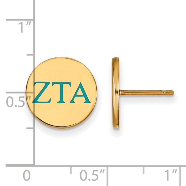 14K Plated Silver & Enamel Zeta Tau Alpha Post Earrings Discount