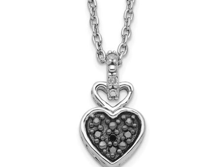 1 20 Ctw Black & White Diamond Small Heart Necklace in Sterling Silver Online Hot Sale