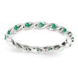 2.5mm Rhodium Sterling Silver Stackable Created Emerald Twist Band Fashion