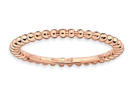 1.5mm 14k Rose Gold Plated Sterling Silver Stackable Beaded Band Cheap