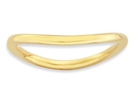 1.5mm Stackable 14K Yellow Gold Plated Silver Curved Smooth Band on Sale