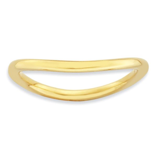 1.5mm Stackable 14K Yellow Gold Plated Silver Curved Smooth Band on Sale