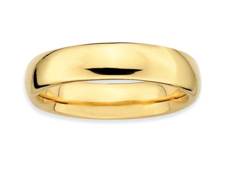 14k Yellow Gold Plated Sterling Silver Stackable Polished 4.5mm Band Online Sale