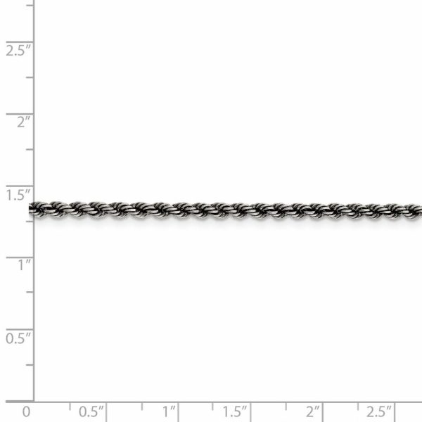 2.5mm Sterling Silver & Black Plated Solid Rope Chain Necklace Cheap