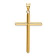 14k Yellow Gold Large 3mm Hollow Tube Cross Pendant For Cheap