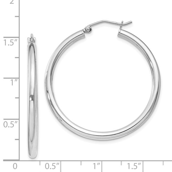 2.5mm, Sterling Silver, Classic Round Hoop Earrings - 35mm (1 3 8 In.) Hot on Sale