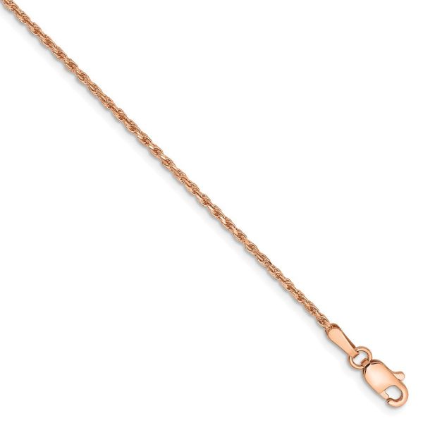 1.5mm, 14k Rose Gold, Diamond Cut Solid Rope Chain Anklet or Bracelet Supply