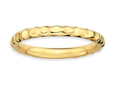 2.25mm Stackable 14K Yellow Gold Plated Silver Hammered Band Hot on Sale