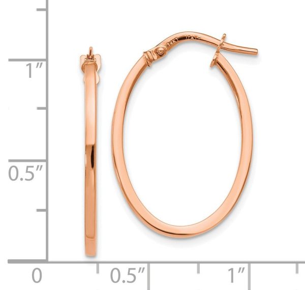 1.5mm Square Tube Oval Hoop Earrings in 14k Rose Gold, 26mm (1 Inch) For Discount