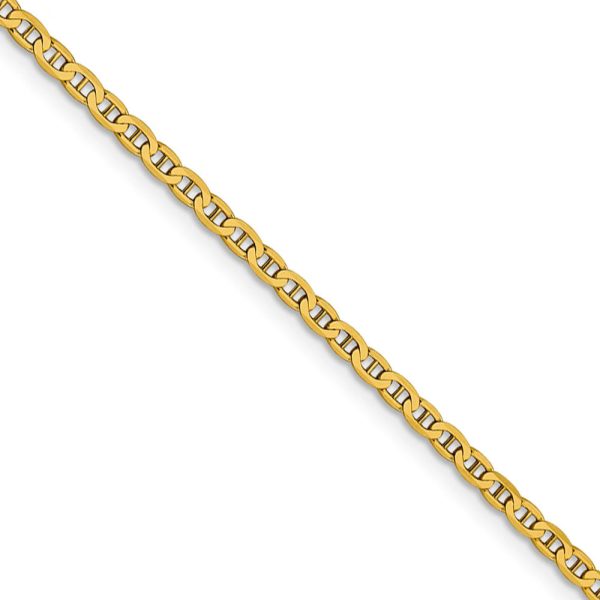 2.4mm 14k Yellow Gold Solid Concave Anchor Chain Necklace Discount