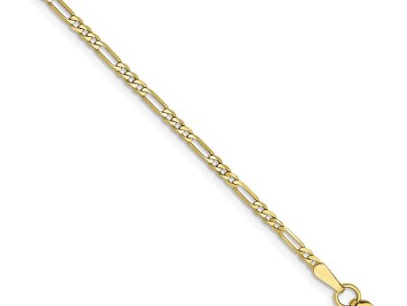 1.75mm, 10k Yellow Gold, Solid Concave Figaro Chain Bracelet For Sale