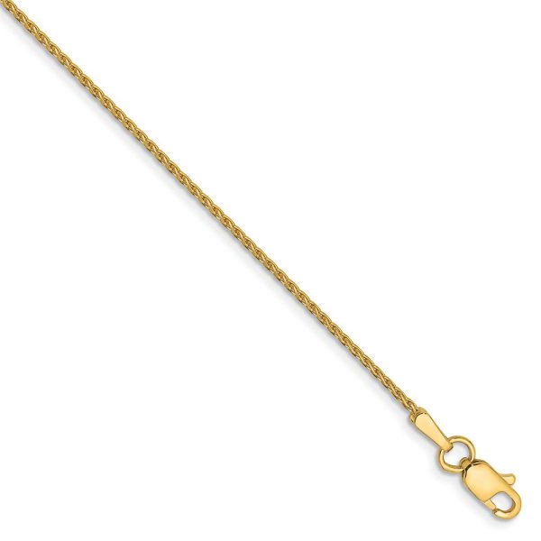 1mm 14k Yellow Gold Diamond Cut Round Wheat Chain Anklet Hot on Sale