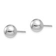 14k White Gold 7mm Polished Ball Silicone Push Back Stud Earrings Discount