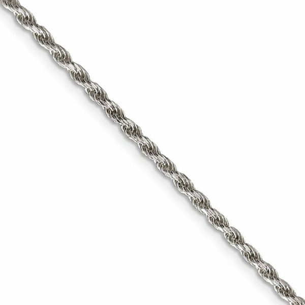 2.25mm Rhodium Plated Sterling Silver Diamond Cut Rope Necklace For Discount