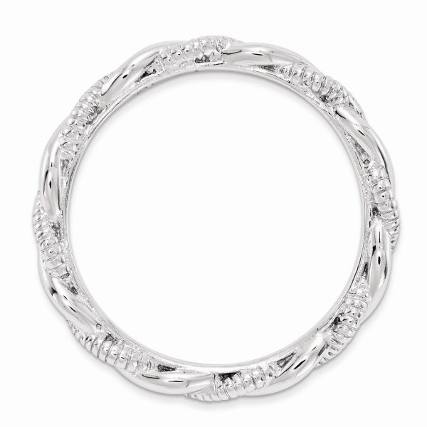 2.5mm Rhodium Plated Sterling Silver Stackable Twisted Band Online Hot Sale