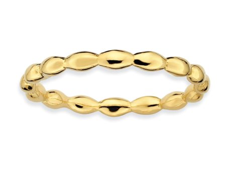 2.25mm 14k Yellow Gold Plated Sterling Silver Stackable Rice Bead Band For Sale