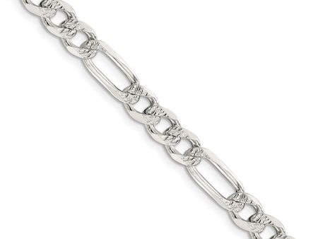 Men s 7mm, Sterling Silver, Pave Flat Figaro Chain Necklace Supply