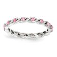 2.5mm Rhodium Sterling Silver Stackable Cr. Pink Sapphire Twist Band Fashion