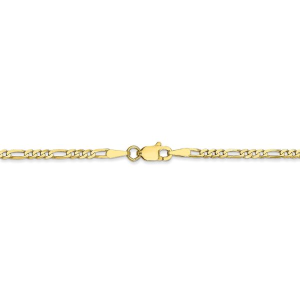 2.2mm, 10k Yellow Gold, Solid Concave Figaro Chain Bracelet Cheap