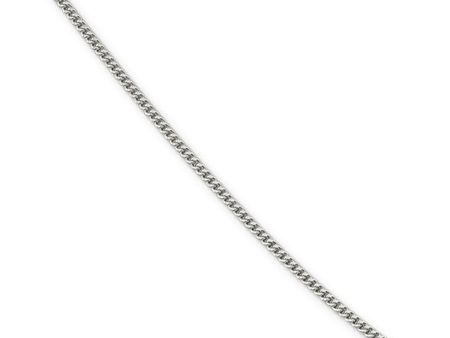 2mm Rhodium-plated Sterling Silver Solid Curb Chain Necklace on Sale