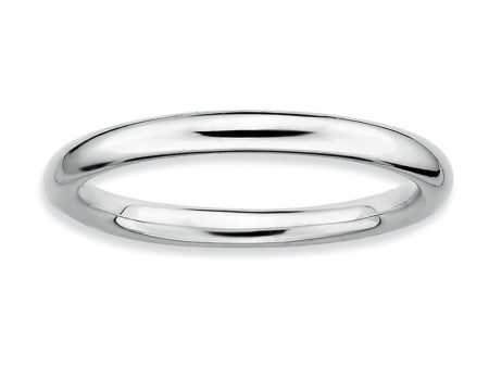 2.25mm Rhodium Plated Sterling Silver Stackable Polished Band Sale