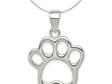 Sterling Silver 20mm Open Paw Print Necklace Sale