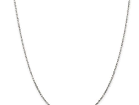 1.3mm Rhodium Plated Sterling Silver Solid Loose Rope Chain Necklace Hot on Sale