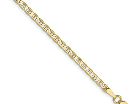 10k Yellow Gold 2.4mm Flat Anchor Chain Anklet Hot on Sale