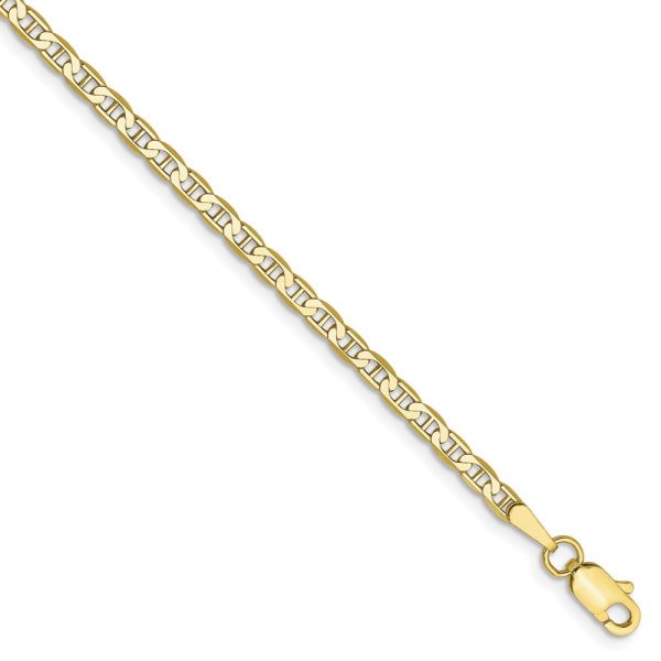 10k Yellow Gold 2.4mm Flat Anchor Chain Anklet Hot on Sale