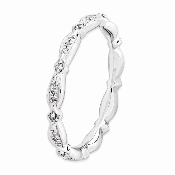 2.75mm Rhodium Sterling Silver Stackable .12 Ctw I3 H-I Diamond Band For Discount