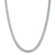 Men s 7mm, Sterling Silver Solid Pave Curb Chain Necklace Supply