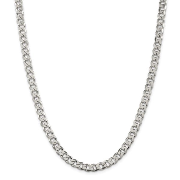 Men s 7mm, Sterling Silver Solid Pave Curb Chain Necklace Supply