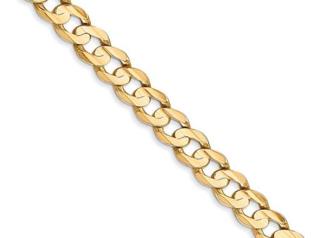 5.25mm, 14k Yellow Gold, Open Concave Curb Chain Necklace on Sale