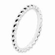 2.5mm Rhodium Sterling Silver Stackable Antiqued Twisted Band For Sale