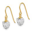 14k Yellow Gold Crystal Heart Dangle Earrings on Sale