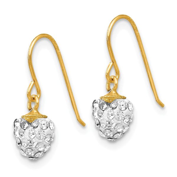 14k Yellow Gold Crystal Heart Dangle Earrings on Sale