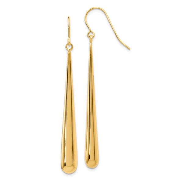 14k Yellow Gold Long Polished Teardrop Dangle Earrings, 52mm (2 Inch) Sale