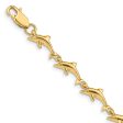 14k Yellow Gold Jumping Dolphin Bracelet - 7 Inch Supply