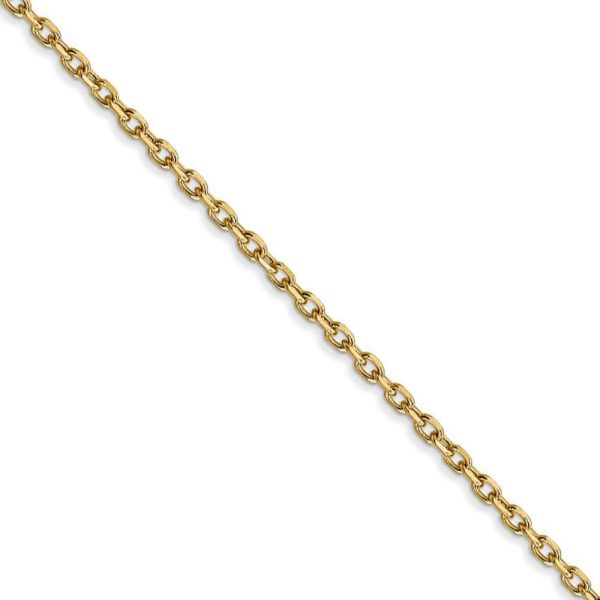 1.8mm, 14k Yellow Gold Diamond Cut Solid Cable Chain Necklace Cheap