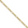 2.5mm 10k Yellow Gold Hollow Figaro Chain Necklace Fashion