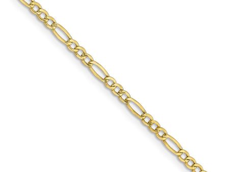 2.5mm 10k Yellow Gold Hollow Figaro Chain Necklace Fashion