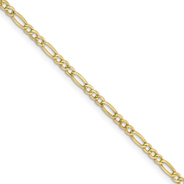 2.5mm 10k Yellow Gold Hollow Figaro Chain Necklace Fashion