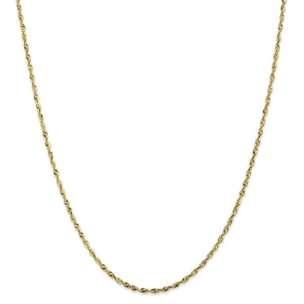 1.8mm 10k Yellow Gold Diamond Cut Hollow Rope Chain Necklace Hot on Sale