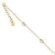 14k Two-Tone Gold Adjustable Oval Chain and Wavy Circle Anklet, 9 Inch Supply